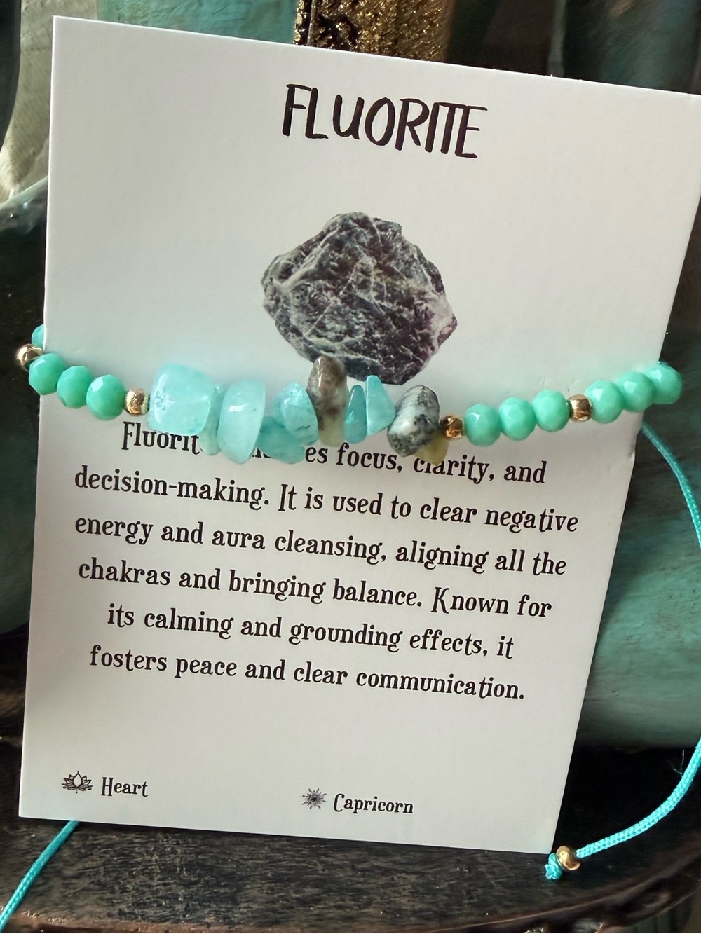 Turquoise Fluorite Beaded Bracelet - Aqua Gemstone Bracelet
